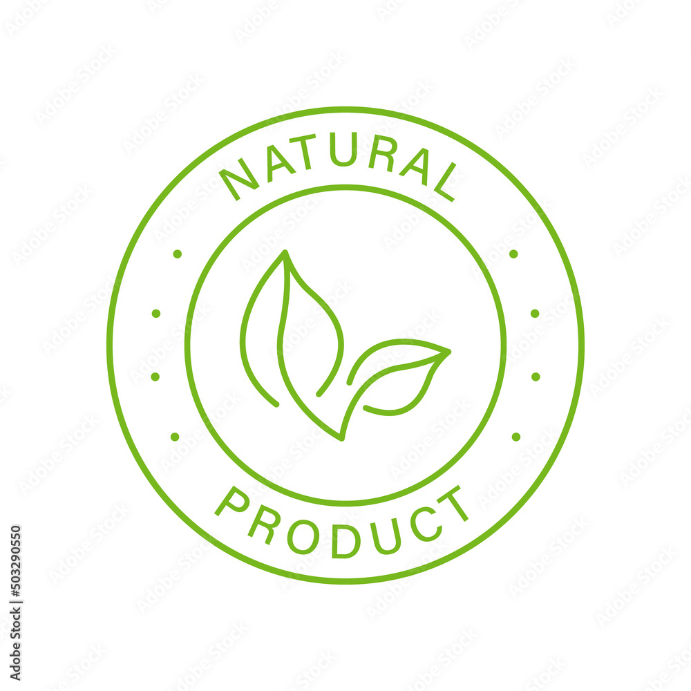 Vettoriale Stock Natural Organic Product Green Line Stamp. Quality Fresh  Natural Ingredients Outline Sticker. Eco Friendly Healthy Food Label. Pure  Symbol. Nature Certified Logo. Vector Illustration | Adobe Stock