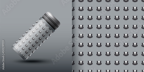 Skunk seamless pattern with bottle