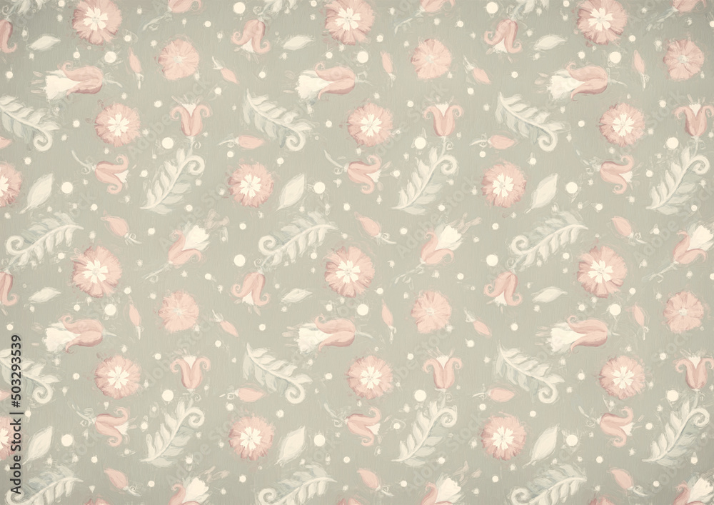 Background with floral ornament. Raster illustration. Design for postcard, wrapper, packaging or scrapbooking. Printing on paper or fabric. Background with floral ornament. Raster illustration. Design for postcard, wrapper, packaging or scrapbooking. Printing on paper or fabric.