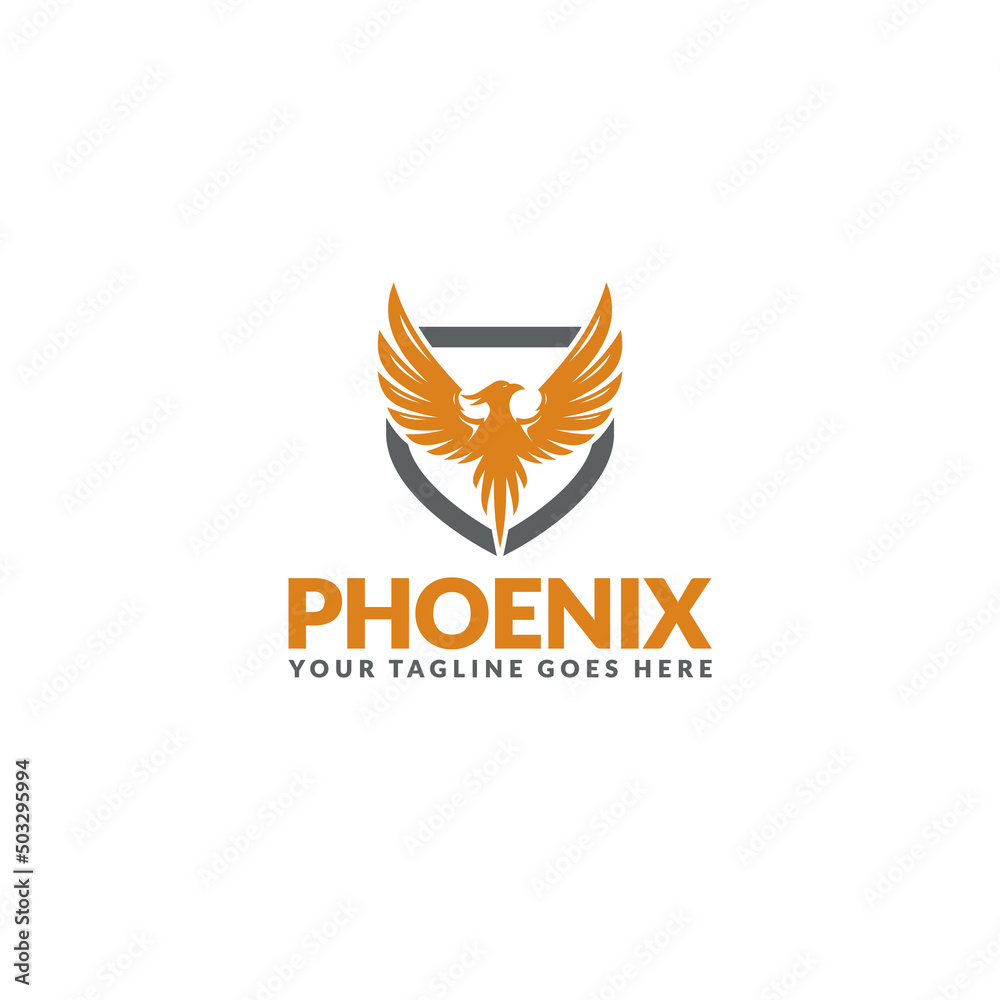 Phoenix and Shield logo or icon design