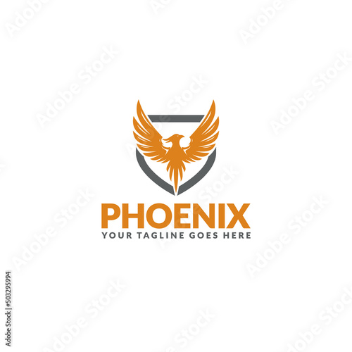 Phoenix and Shield logo or icon design