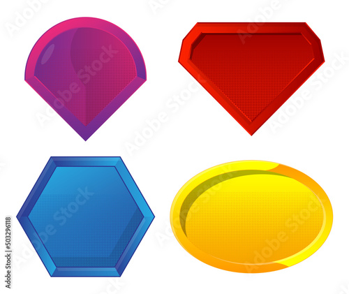 Superhero coat of arms. Set of Shields. Collection of vector illustrations.