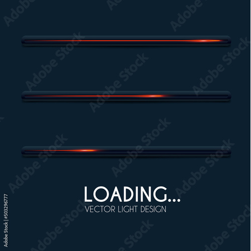 Shining loading bar collection. Modern design element set. Progress visualisation