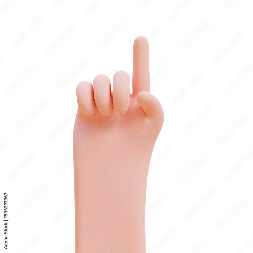 Cartoon hands. Hands raised to count fingers. 3d render illustration with Clipping path. Cartoon hands. Hands raised to count fingers. 3d render illustration with Clipping path.