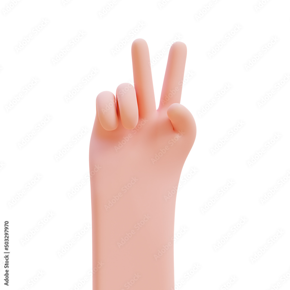 Cartoon hands. Hands raised to count fingers. 3d render illustration with Clipping path. Cartoon hands. Hands raised to count fingers. 3d render illustration with Clipping path.