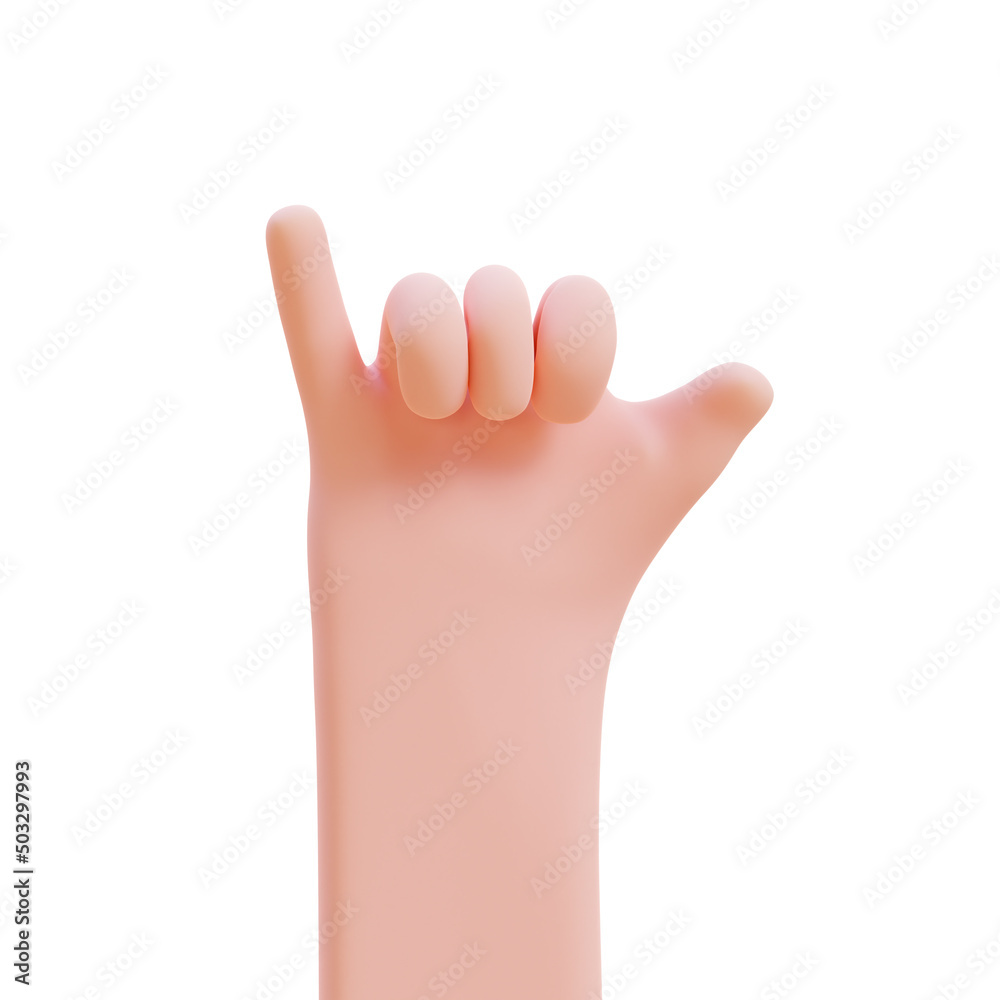 Cartoon hands. Hands raised to count fingers. 3d render illustration with Clipping path. Cartoon hands. Hands raised to count fingers. 3d render illustration with Clipping path.