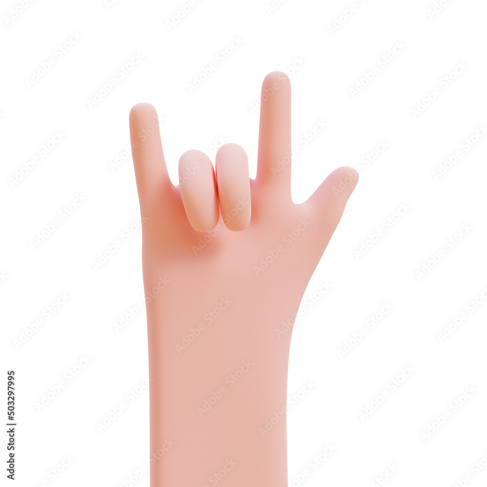 Fototapeta premium Cartoon hands. Hands raised to count fingers. 3d render illustration with Clipping path.