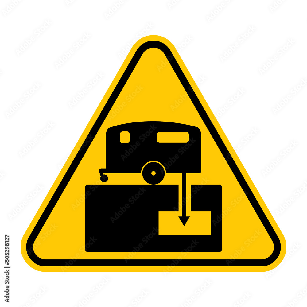 Dumping station for caravan sign. Vector illustration of yellow 