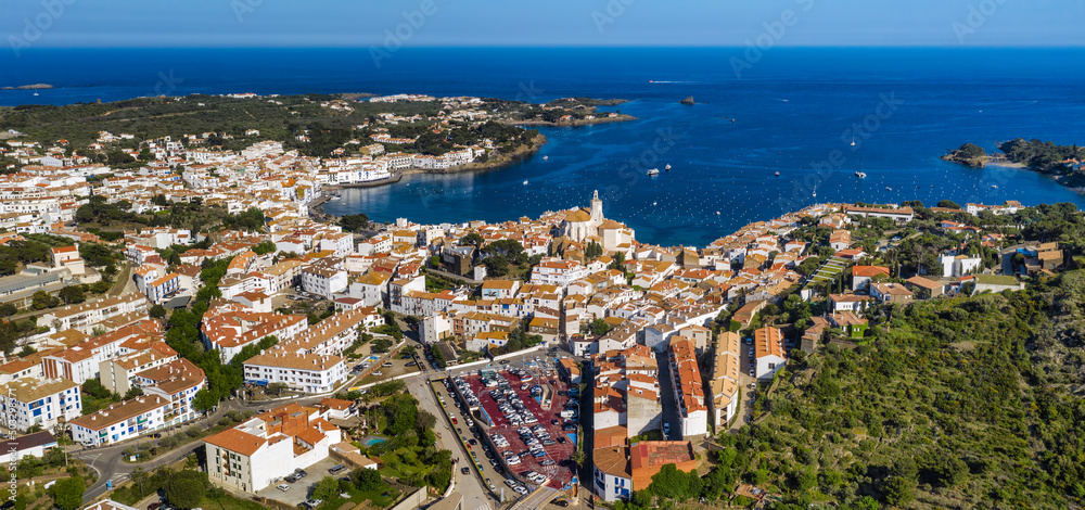 Panoramic view of Cadaques town, Spain