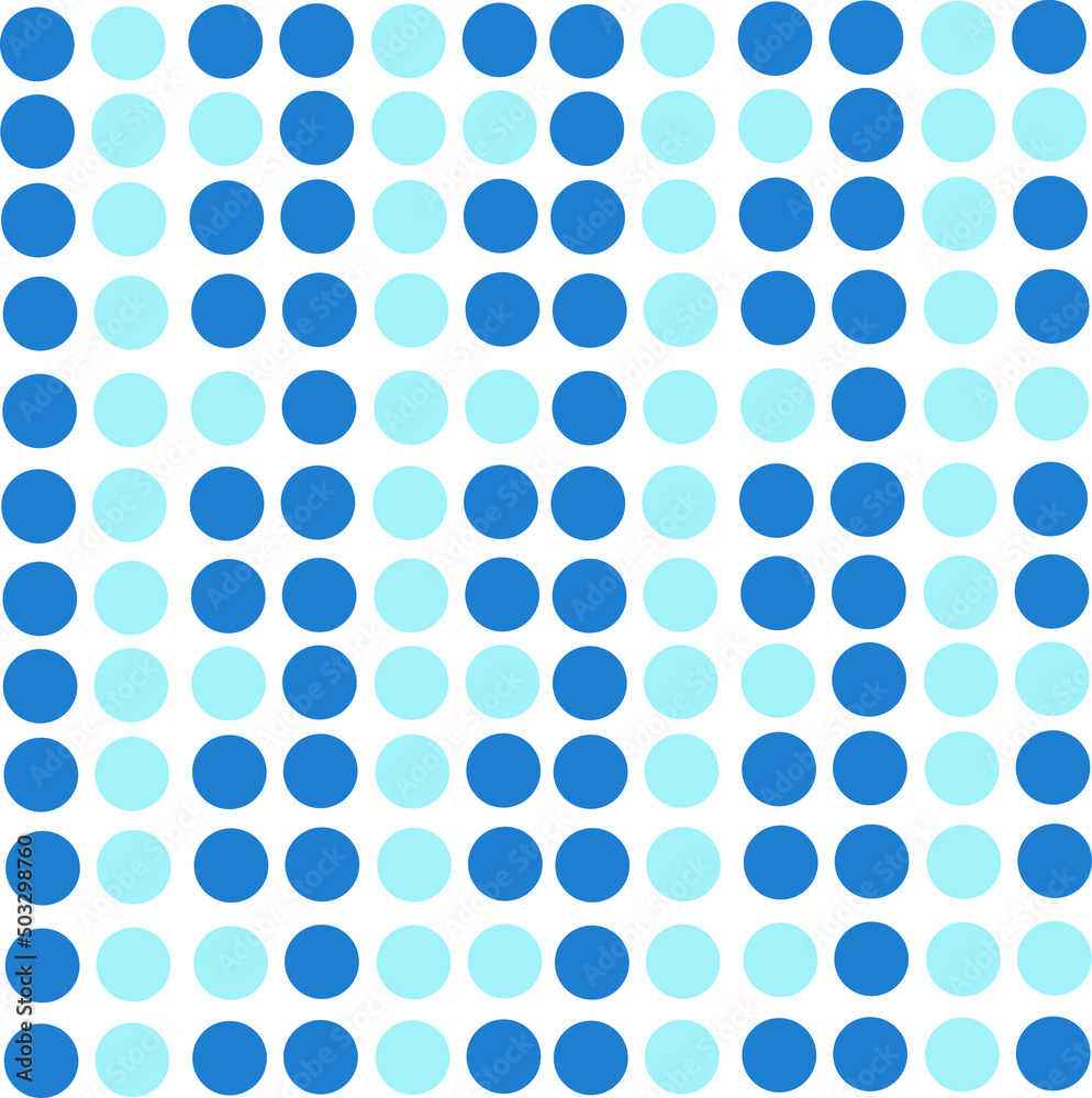 Polka Blue Dot Pattern, Seamless Vector Background.