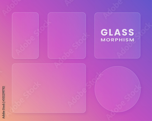 Set of transparent frames in glass morphism style. Place for your texts and images. photo