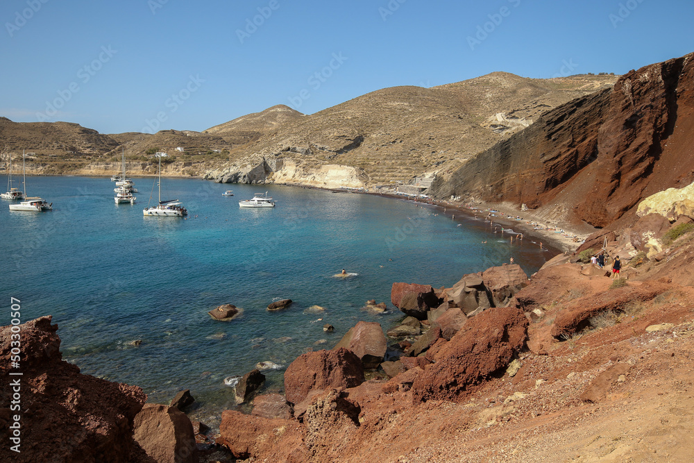 Red Beach of volcanic sand, Santorini, Greece Red Beach of volcanic sand, Santorini, Greece