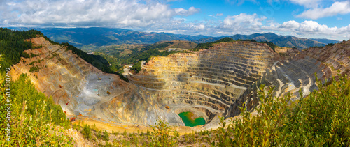 Impressive panorama view of copper quarry, Rosia Poieni, Romania photo