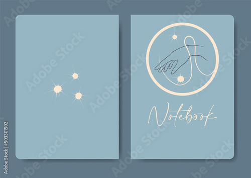 Cover design with mystic hand and stars illustration.