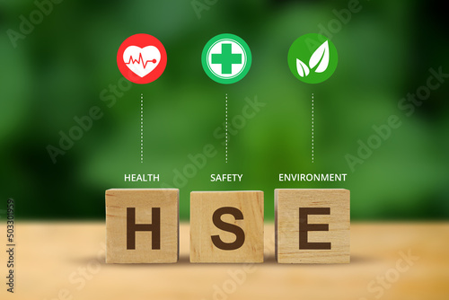 HSE concept ,Health Safety Environment acronym