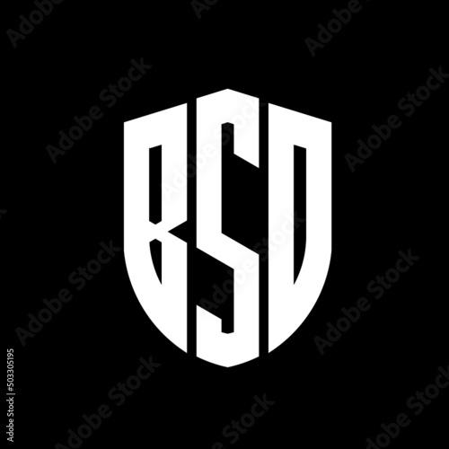 BSD letter logo design. BSD modern letter logo with black background. BSD creative  letter logo. simple and modern letter logo. vector logo modern alphabet font overlap style. Initial letters BSD  photo