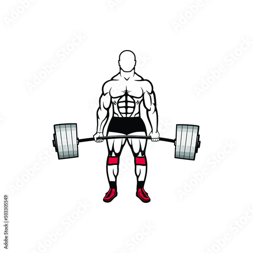 Bodybuilder lifting a heavy barbell. Very Angry Bodybuilder.