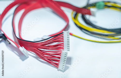 serial ata sata cable isolated on white background. hardware and transfer data concept.