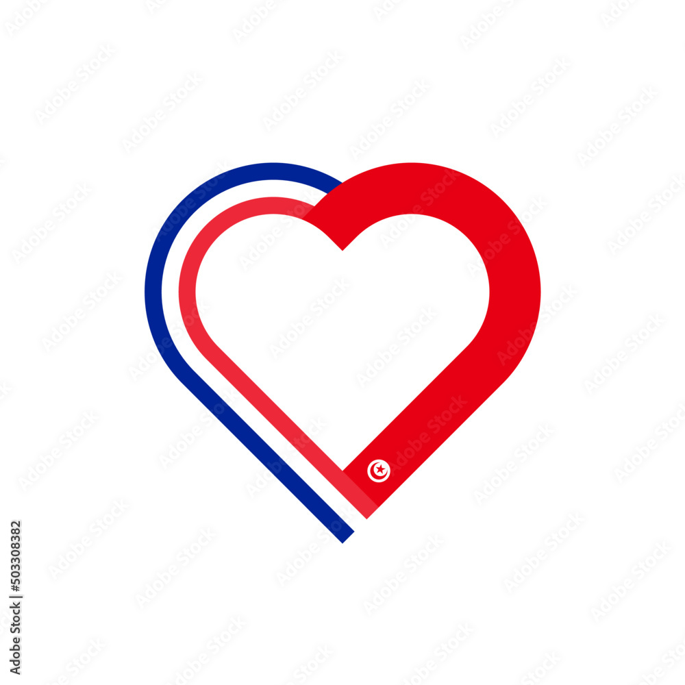 unity concept. heart ribbon icon of france and tunisia flags. vector illustration isolated on white background unity concept. heart ribbon icon of france and tunisia flags. vector illustration isolated on white background