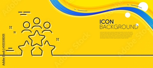 Business meeting line icon. Abstract yellow background. Employee nomination sign. Teamwork rating symbol. Minimal business meeting line icon. Wave banner concept. Vector