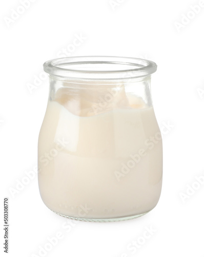 Mayonnaise in glass jar isolated on white