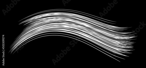 White flow brushstroke on white background.. Fluffy bunch of white politics. Abstract disheveled fibres. Vector illustration swirl blur. Crayons and chalk paint, fibers, hair and bunch