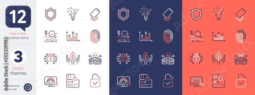 Set of Security, Card and Lock line icons. Include Inspiration, Security lock, Sports arena icons. Check investment, Lgbt, Survey results web elements. Fair trade, Fingerprint. Vector