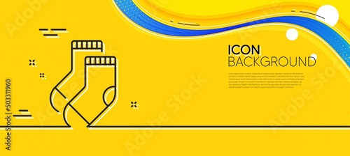 Socks line icon. Abstract yellow background. Underwear clothing sign. Feet accessory symbol. Minimal socks line icon. Wave banner concept. Vector