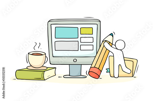 Computer class with studing little people
