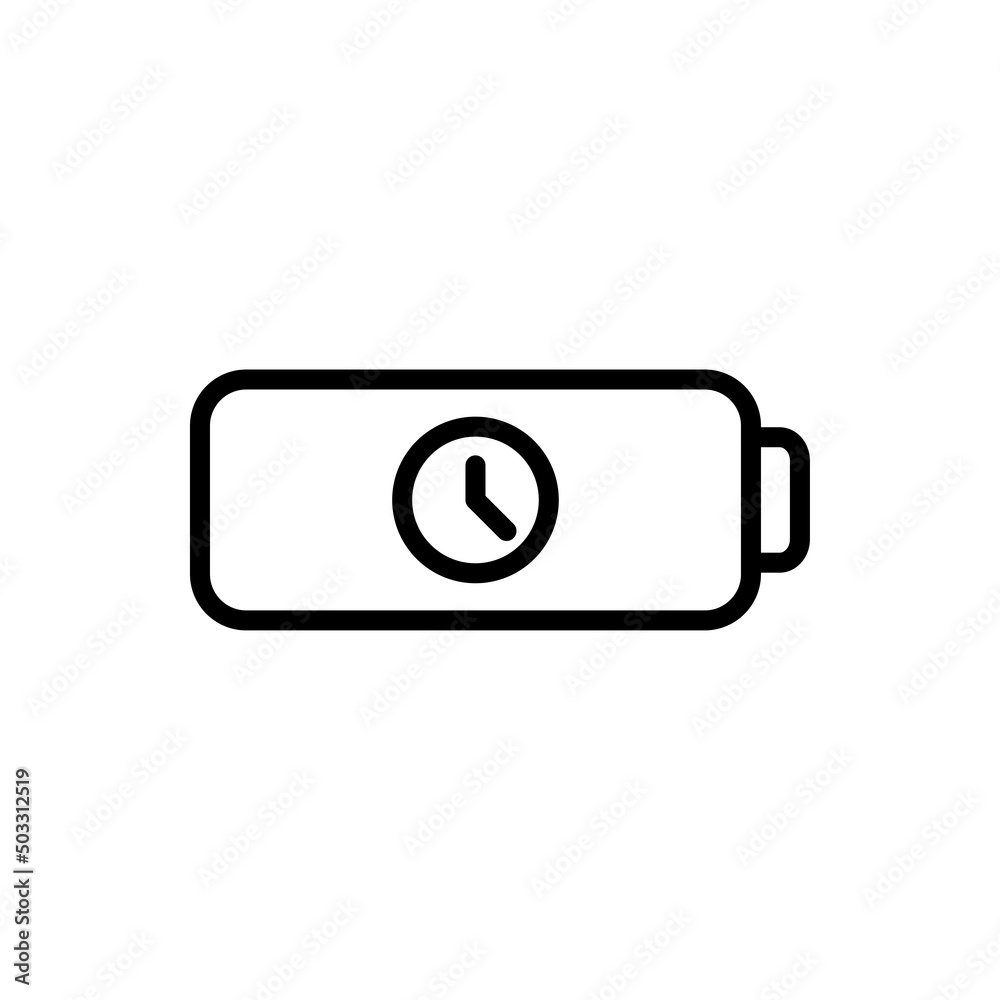 Battery with clock simple icon vector. Flat design Battery with clock simple icon vector. Flat design