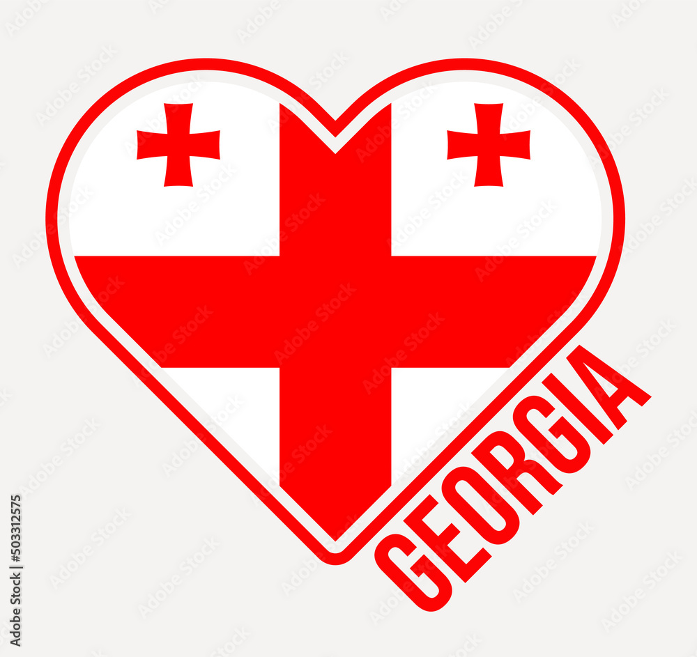 Georgia heart flag badge. Made with Love from Georgia logo. Flag of the country heart shape. Vector illustration. Georgia heart flag badge. Made with Love from Georgia logo. Flag of the country heart shape. Vector illustration.