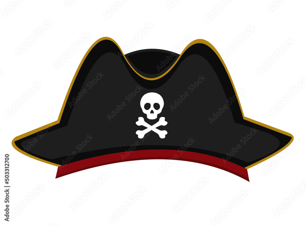 Vector illustration of a pirate hat with a skull and crossbones Stock ...