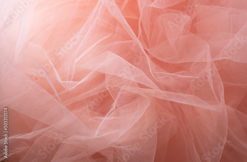 Pink tulle material background, pastel colors, romantic and delicate drapery