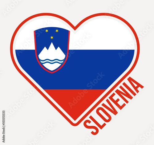 Free Download Slovenia heart flag badge. Made with Love from Slovenia logo. Flag of the country heart shape. Vector illustration. - GFXLoad