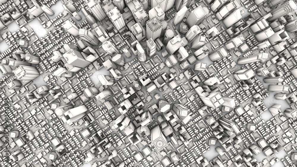 3d render aerial city and lines 3d render aerial city and lines
