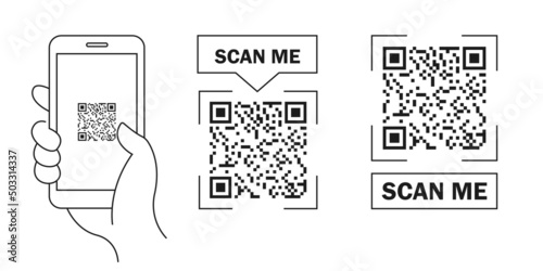QR code. QR code for mobile app, payment and phone. Scan qr code icon. Vector illustration. Kyiv, Ukraine - May 8, 2022