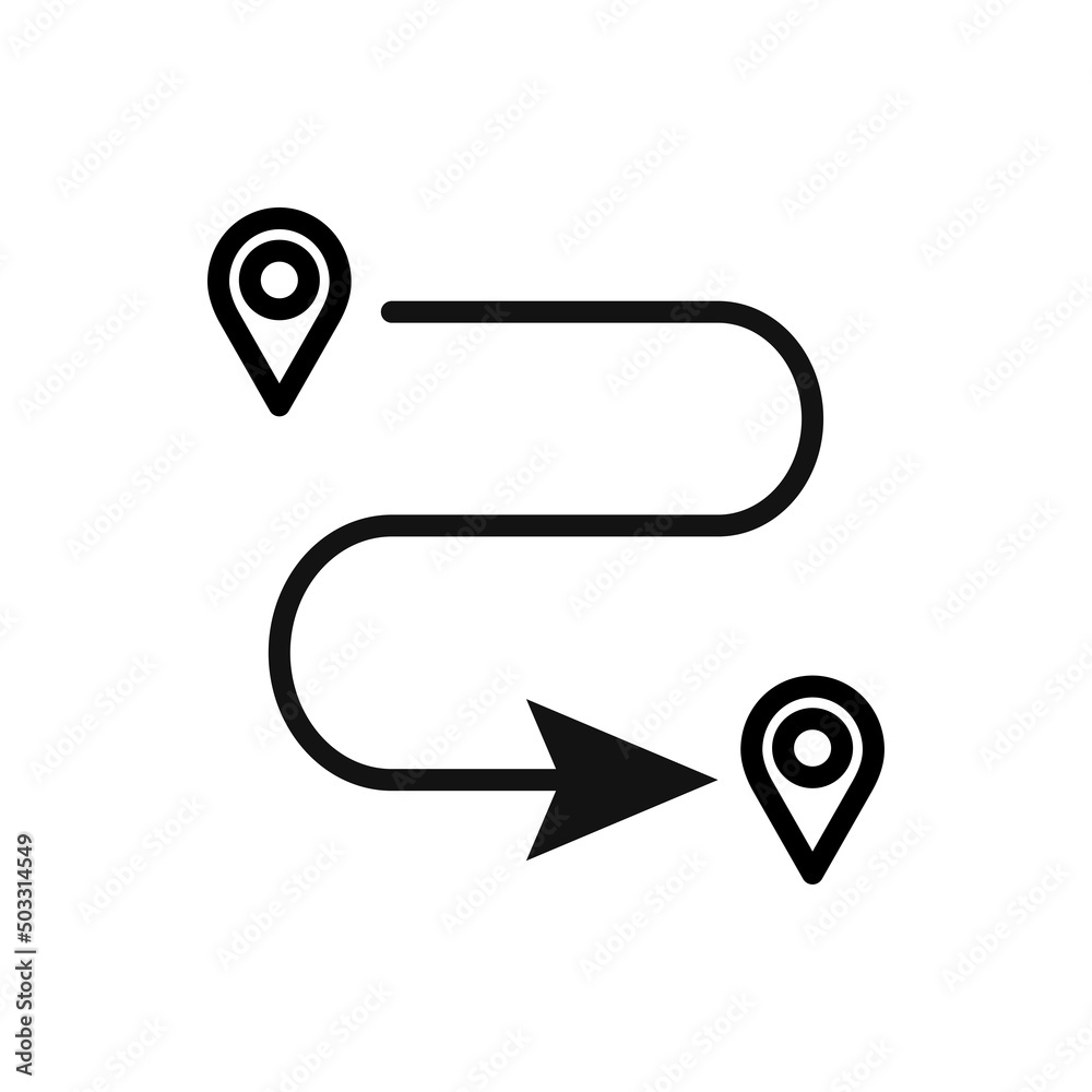 Route icon vector. Flat design Route icon vector. Flat design