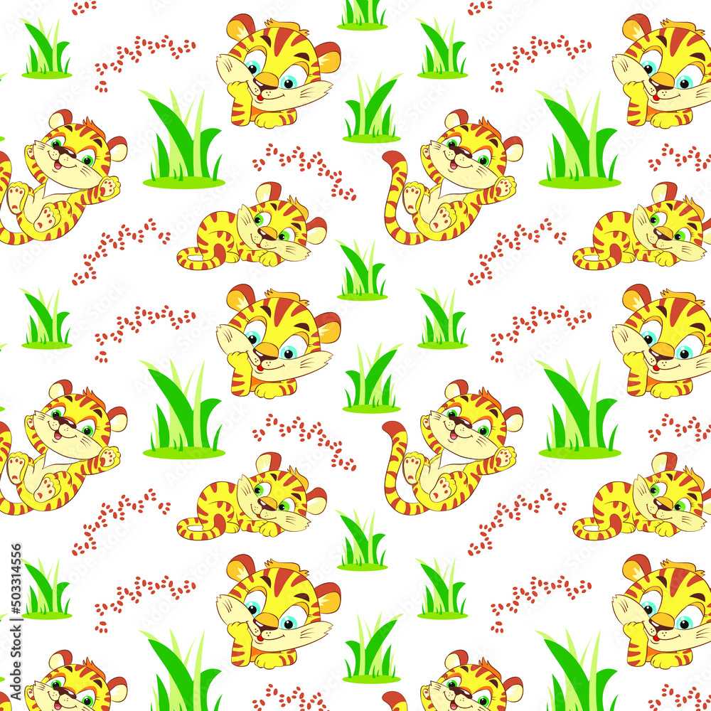 Patern cute tiger cub.