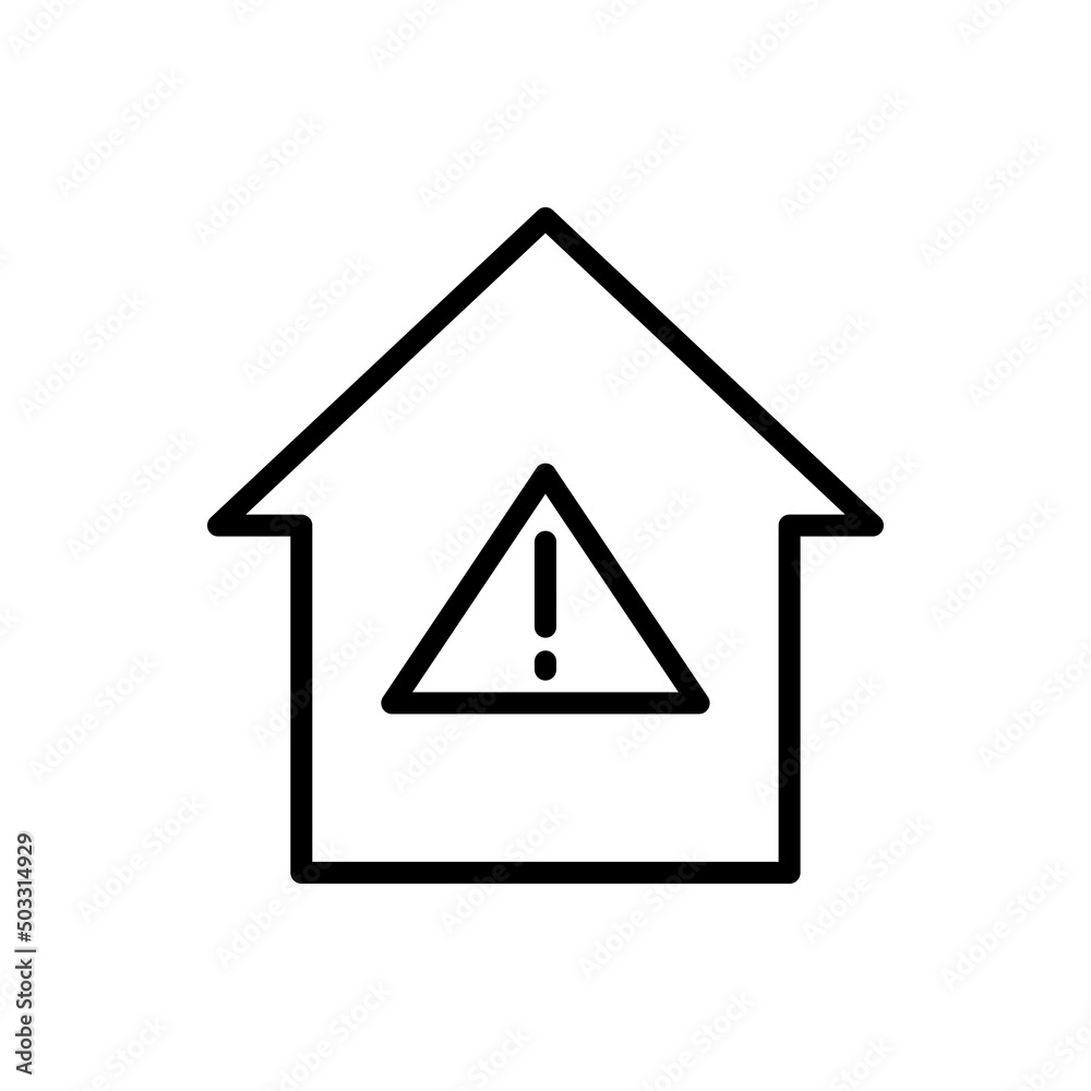 Warning, house simple icon. Flat desing Warning, house simple icon. Flat desing