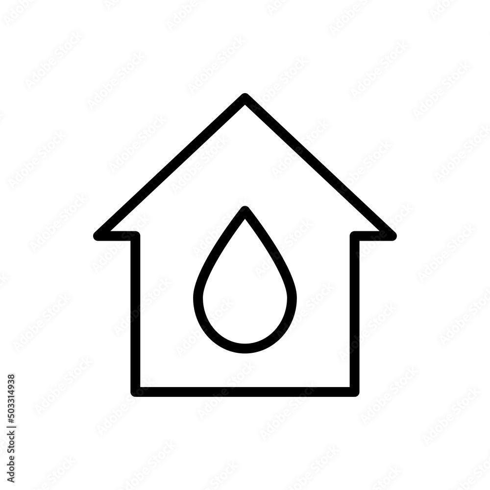 Water drop, house simple icon vector. Flat design Water drop, house simple icon vector. Flat design