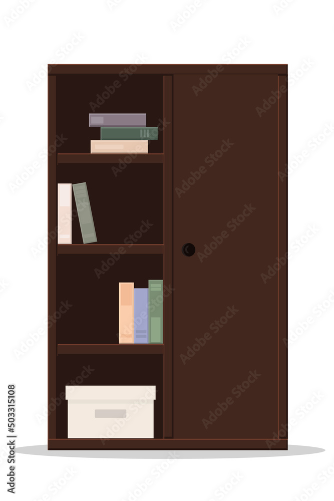 wood office bookcase with books and documents wood office bookcase with books and documents
