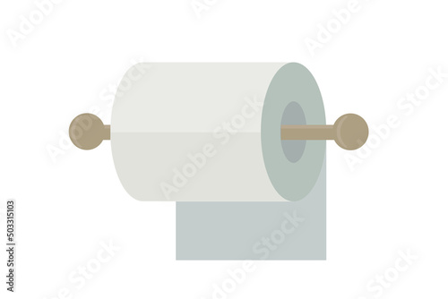 toilet paper roll on iron holder item isolated on white background vector