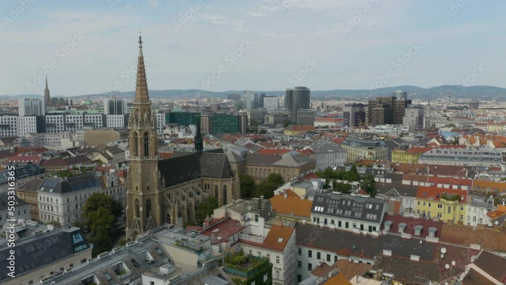 Aerial: Moving Toward and Over St. Stephen's Cathedral in Vienna, Austria. Aerial: Moving Toward and Over St. Stephen's Cathedral in Vienna, Austria.