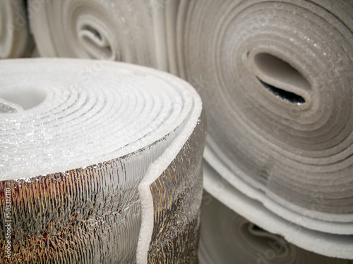 Rolls of foil-wrapped polyethylene foam photo