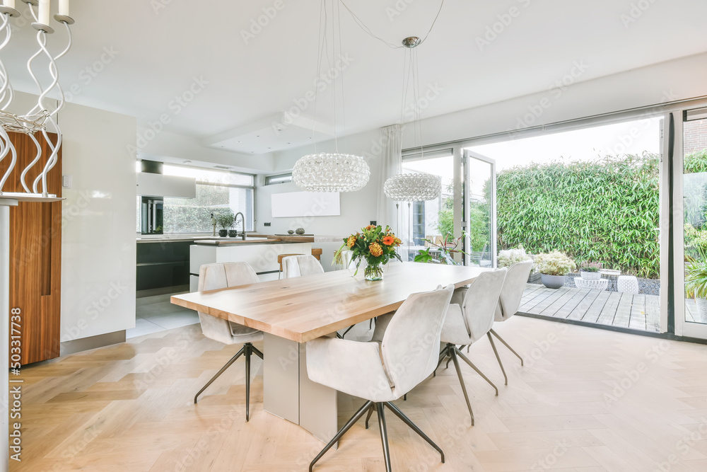 Dining table in modern kitchen Dining table in modern kitchen