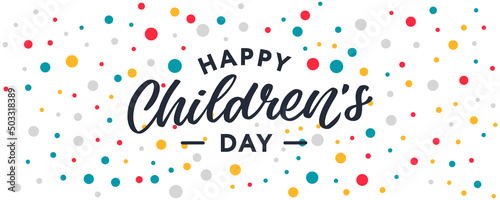 Happy Children's day. Holiday phrase. Hand drawn vector lettering.