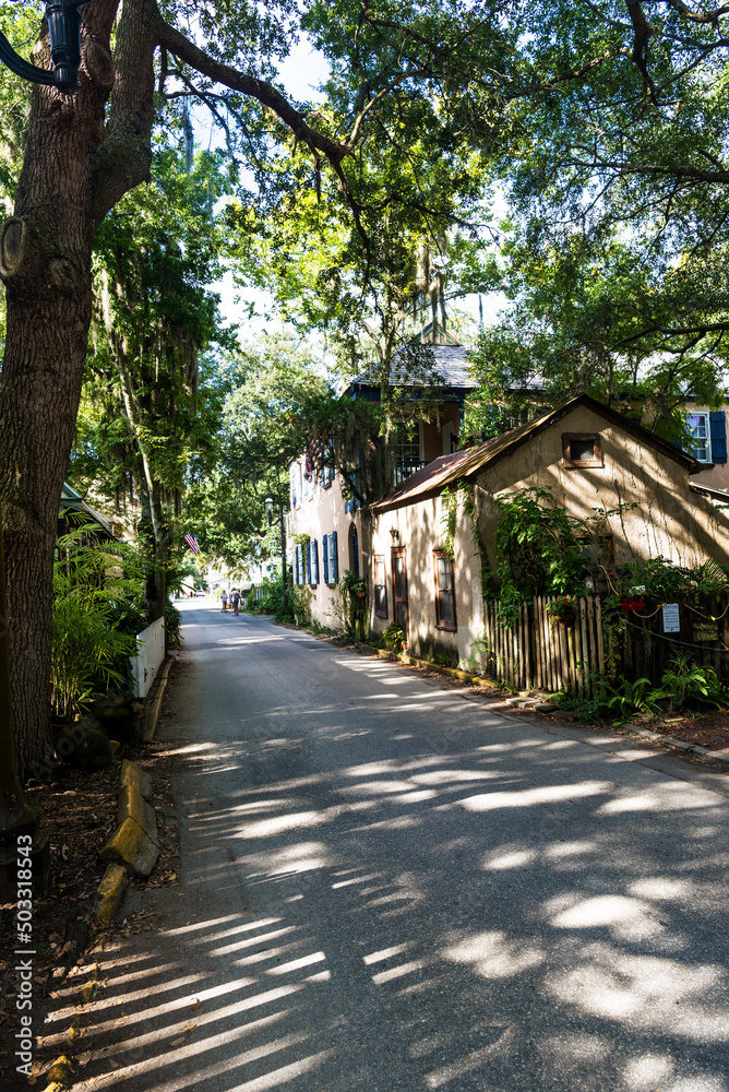 Shady street in the historic center of St. Augustine. Shady street in the historic center of St. Augustine.