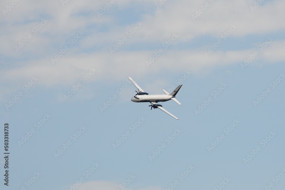 Demonstration flight of the new Russian passenger aircraft IL-114-300 at the International Aviation and Space Salon MAKS-2021 in Zhukovsky
