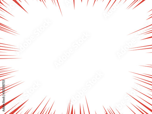 Arrière-plan des lignes rouge d'action de la bande dessinée. Lignes de vitesse Cadre manga isolé sur fond transparent. Conception graphique vectorielle 