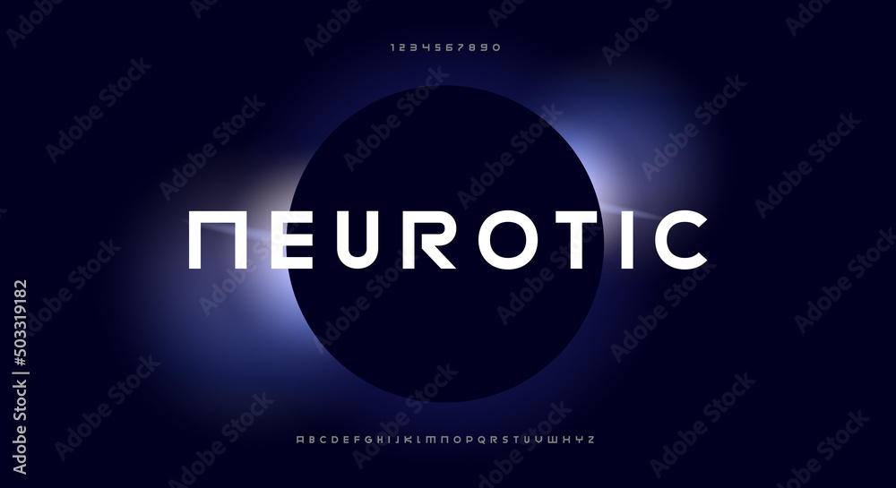 Neurotic, an Abstract technology futuristic alphabet font. digital space typography vector illustration design